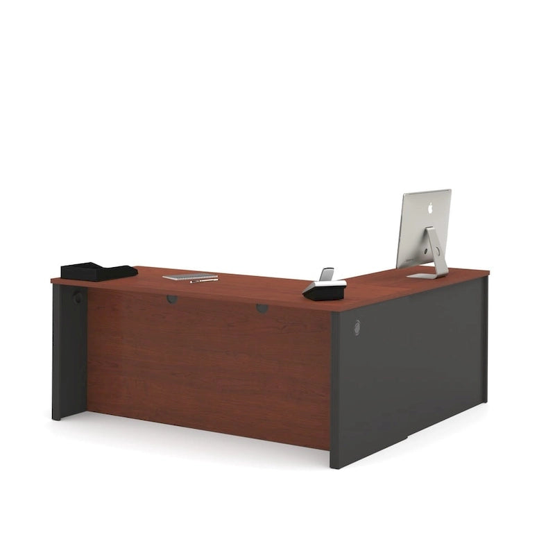 Bureau d'angle en L Prestige, Grand bureau à domicile avec rangement