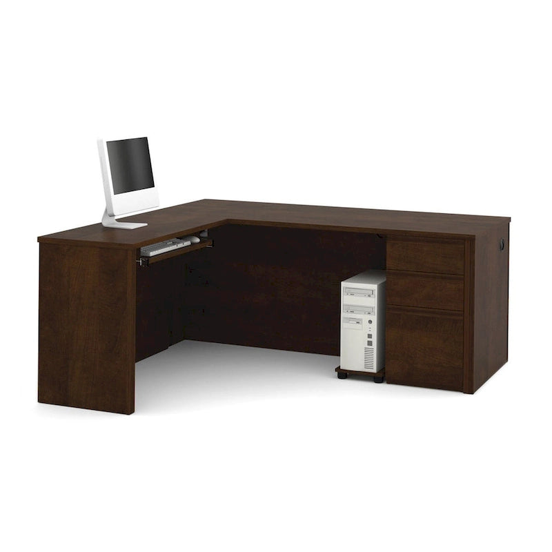 Bureau d'angle en L Prestige, Grand bureau à domicile avec rangement