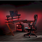 Bureau de jeu Battlestation avec grande surface, gestion des câbles, installation prête pour RVB