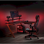 Bureau de jeu Battlestation avec grande surface, gestion des câbles, installation prête pour RVB