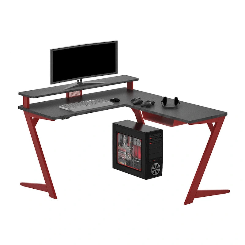 Bureau de jeu Battlestation avec grande surface, gestion des câbles, installation prête pour RVB