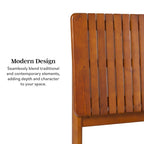 Lit Queen Moderne avec Tête de Lit à Lattes, Cadre de Lit Plateforme en Bois, Style Minimaliste