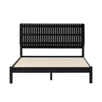 Lit Queen Moderne avec Tête de Lit à Lattes, Cadre de Lit Plateforme en Bois, Style Minimaliste