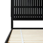 Lit Queen Moderne avec Tête de Lit à Lattes, Cadre de Lit Plateforme en Bois, Style Minimaliste