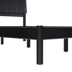 Lit Queen Moderne avec Tête de Lit à Lattes, Cadre de Lit Plateforme en Bois, Style Minimaliste