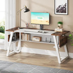 Bureau informatique de 160 cm avec étagères inférieures, grand bureau de direction