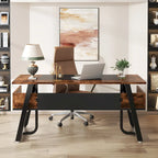 Bureau informatique de 160 cm avec étagères inférieures, grand bureau de direction