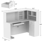 Comptoir de Réception d'Angle en Bois 55,9"L x 48,4"H avec Tiroir Verrouillable, Usage Bureau