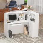 Comptoir de Réception d'Angle en Bois 55,9"L x 48,4"H avec Tiroir Verrouillable, Usage Bureau