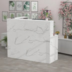Comptoir de Réception d'Angle en Bois 55,9"L x 48,4"H avec Tiroir Verrouillable, Usage Bureau