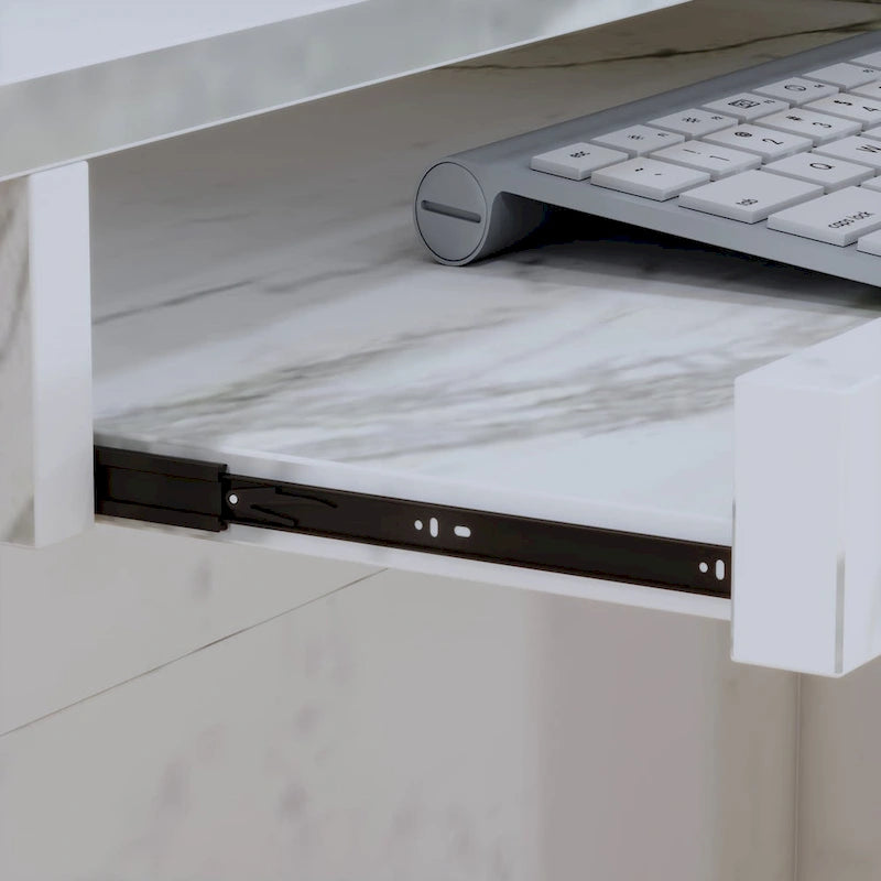 Comptoir de Réception d'Angle en Bois 55,9"L x 48,4"H avec Tiroir Verrouillable, Usage Bureau