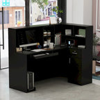 Comptoir de Réception d'Angle en Bois 55,9"L x 48,4"H avec Tiroir Verrouillable, Usage Bureau