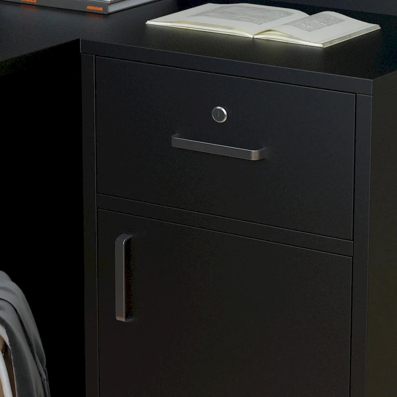Comptoir de Réception d'Angle en Bois 55,9"L x 48,4"H avec Tiroir Verrouillable, Usage Bureau