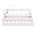 Lit de repos en bois Twin XL avec 2 lits gigognes, 3 compartiments de rangement, 1 lampe gratuite et design de chargement USB, Gris