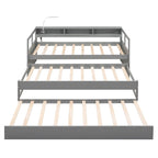 Lit de repos en bois Twin XL avec 2 lits gigognes, 3 compartiments de rangement, 1 lampe gratuite et design de chargement USB, Gris