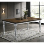 Ensemble de salle à manger 7 pièces avec 6 chaises rembourrées, blanc rustique et chêne