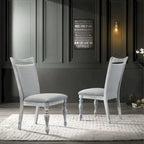 Ensemble de salle à manger 7 pièces avec 6 chaises rembourrées, blanc rustique et chêne