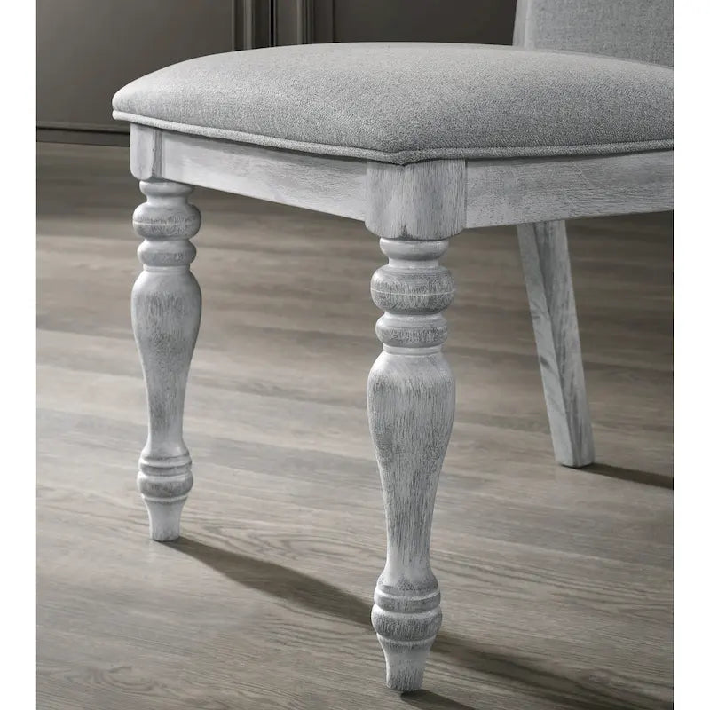 Ensemble de salle à manger 7 pièces avec 6 chaises rembourrées, blanc rustique et chêne