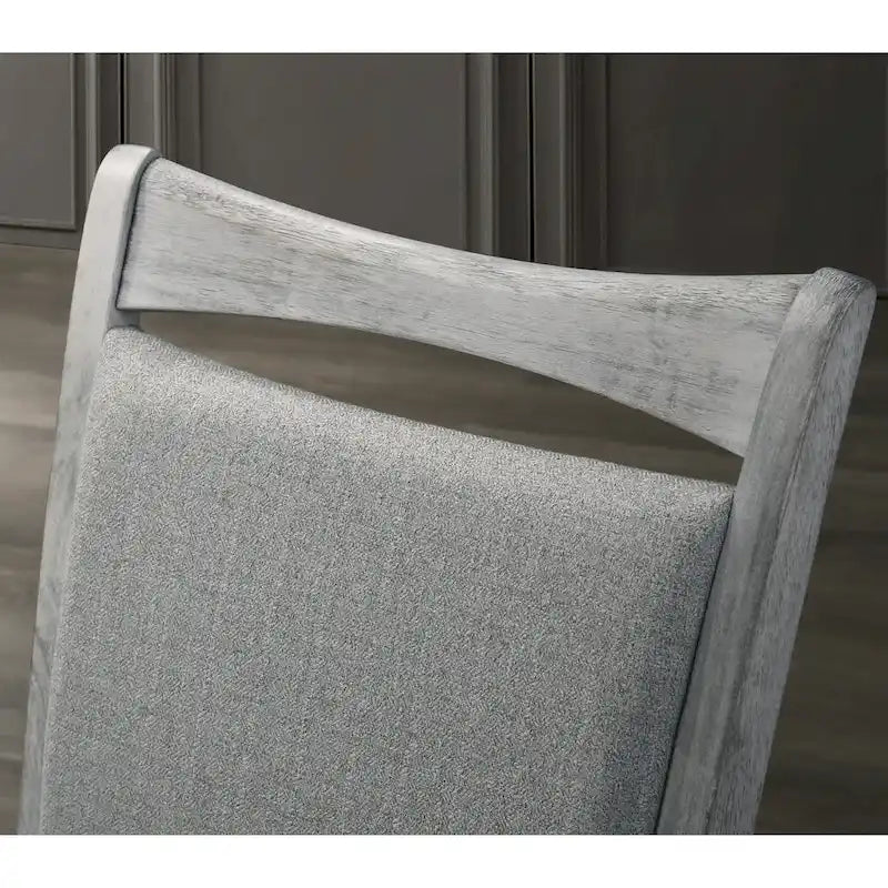 Ensemble de salle à manger 7 pièces avec 6 chaises rembourrées, blanc rustique et chêne