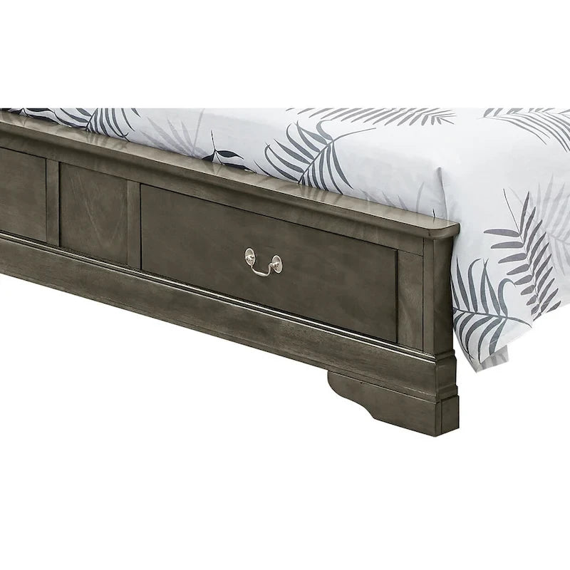 Lit traîneau Queen en bois, meuble de chambre classique d'inspiration française