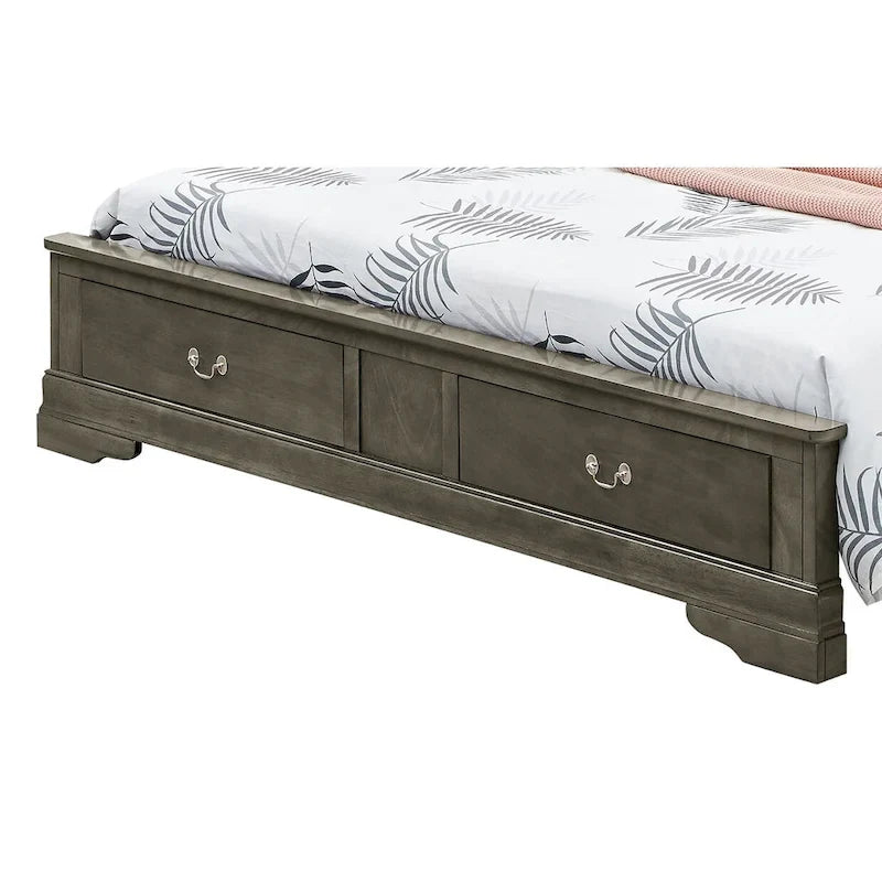 Lit traîneau Queen en bois, meuble de chambre classique d'inspiration française