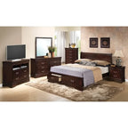 Lit traîneau Queen en bois, meuble de chambre classique d'inspiration française