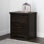 Table de chevet rustique à 2 tiroirs pour chambre à coucher, style cottage.