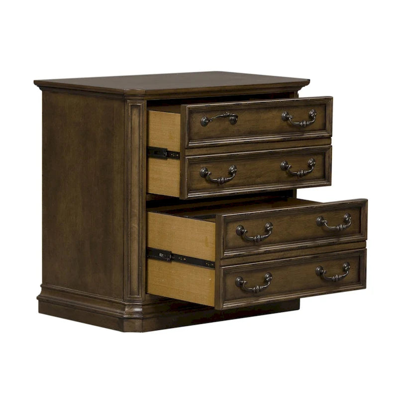 Meuble de classement latéral à 2 tiroirs Antique Toffee, rangement de bureau en bois traditionnel