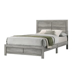 Ensemble de chambre rustique Jan 3 pièces gris avec plateforme