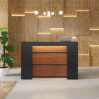 Bureau de réception avec lumières LED, grande table de comptoir de réception avec panneaux privés