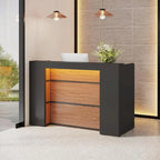 Bureau de réception avec lumières LED, grande table de comptoir de réception avec panneaux privés