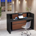 Bureau de réception avec lumières LED, grande table de comptoir de réception avec panneaux privés