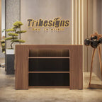 Bureau de réception avec lumières LED, grande table de comptoir de réception avec panneaux privés