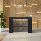 Bureau de réception avec lumières LED, grande table de comptoir de réception avec panneaux privés
