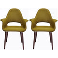 Lot de 2 fauteuils modernes rembourrés en tissu bio avec pieds en bois de noyer foncé pour salle à manger, bureau ou fauteuil d'appoint