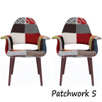Lot de 2 fauteuils modernes rembourrés en tissu bio avec pieds en bois de noyer foncé pour salle à manger, bureau ou fauteuil d'appoint