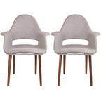 Lot de 2 fauteuils modernes rembourrés en tissu bio avec pieds en bois de noyer foncé pour salle à manger, bureau ou fauteuil d'appoint