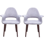 Lot de 2 fauteuils modernes rembourrés en tissu bio avec pieds en bois de noyer foncé pour salle à manger, bureau ou fauteuil d'appoint