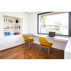 Lot de 2 fauteuils modernes rembourrés en tissu bio avec pieds en bois de noyer foncé pour salle à manger, bureau ou fauteuil d'appoint