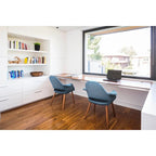 Lot de 2 fauteuils modernes rembourrés en tissu bio avec pieds en bois de noyer foncé pour salle à manger, bureau ou fauteuil d'appoint