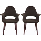 Lot de 2 fauteuils modernes rembourrés en tissu bio avec pieds en bois de noyer foncé pour salle à manger, bureau ou fauteuil d'appoint