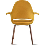 Lot de 2 fauteuils modernes rembourrés en tissu bio avec pieds en bois de noyer foncé pour salle à manger, bureau ou fauteuil d'appoint
