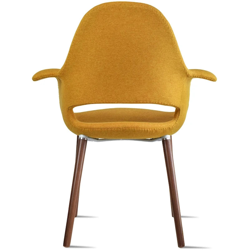 Lot de 2 fauteuils modernes rembourrés en tissu bio avec pieds en bois de noyer foncé pour salle à manger, bureau ou fauteuil d'appoint