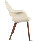 Lot de 2 fauteuils modernes rembourrés en tissu bio avec pieds en bois de noyer foncé pour salle à manger, bureau ou fauteuil d'appoint