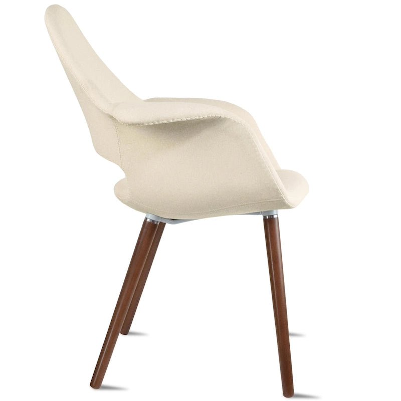 Lot de 2 fauteuils modernes rembourrés en tissu bio avec pieds en bois de noyer foncé pour salle à manger, bureau ou fauteuil d'appoint
