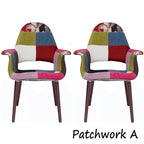 Lot de 2 fauteuils modernes rembourrés en tissu bio avec pieds en bois de noyer foncé pour salle à manger, bureau ou fauteuil d'appoint