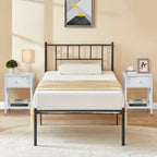 Ensemble de lit 3 pièces avec tête de lit en bois et 2 tables de chevet assorties, style moderne