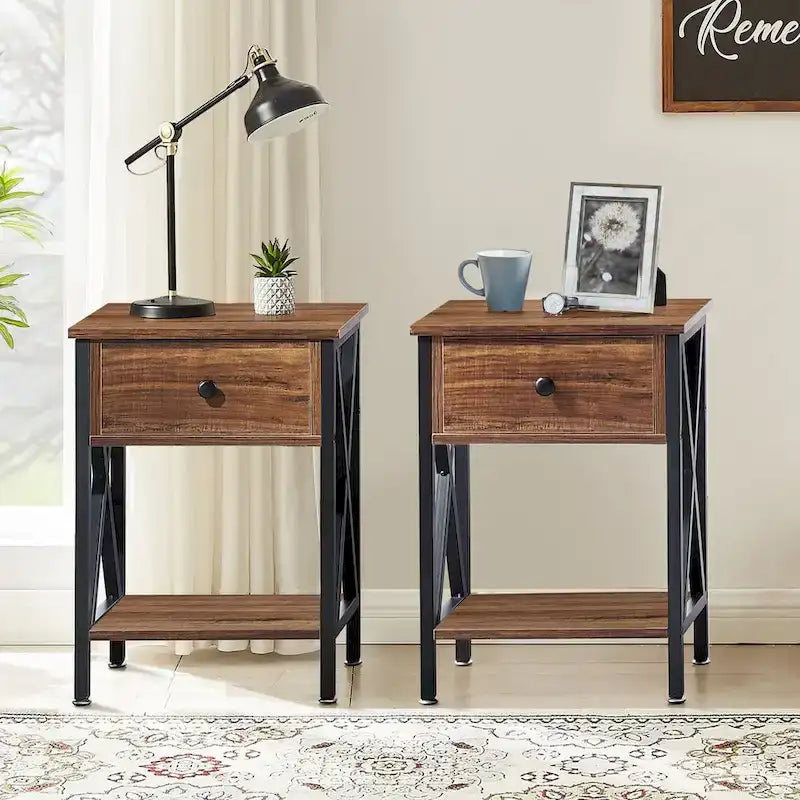 Ensemble de lit 3 pièces avec tête de lit en bois et 2 tables de chevet assorties, style moderne