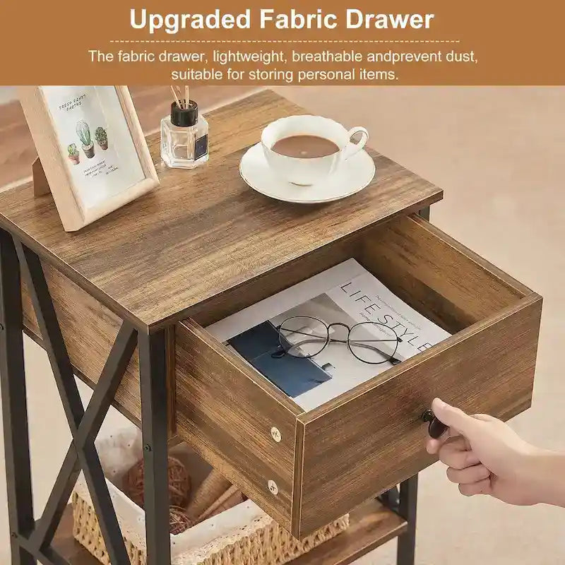 Ensemble de lit 3 pièces avec tête de lit en bois et 2 tables de chevet assorties, style moderne