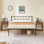 Ensemble de lit 3 pièces avec tête de lit en bois et 2 tables de chevet assorties, style moderne